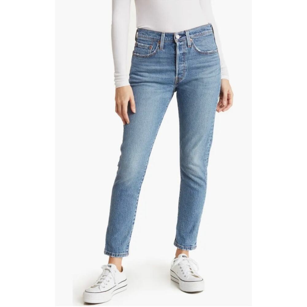 Levi's 501 Skinny Jeans Button Fly Medium Indigo Worn in